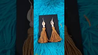 Earrings with cowrie shell n threadshortsshortvideodiycraftnavratrijwellerycreativeviralart [upl. by Woods]