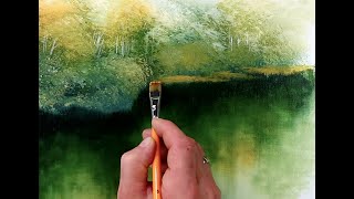 Tree in Sunlight  Emerald Lake  Landscape Painting  Easy for Beginners [upl. by Tserof122]