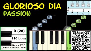 GLORIOSO DIA Passion Piano Tutorial Facil Partitura Acordes Pista [upl. by Ramilahs]