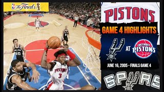 2005 NBA Finals Game 4 Full Highlights  San Antonio Spurs at Detroit Pistons [upl. by Siuluj]