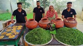 Saag Handi With Makki Ki Roti  Village food  Sarson ka Saag  Veg Recipes [upl. by Klug]