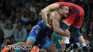 Aaron Brooks takes down topseeded Azamat Dauletbekov in Olympic debut  Paris Olympics  NBC Sports [upl. by Johppa]