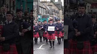 Arbroath pipeband playing in street parade march to the 2024 Pitlochry highlandgames shorts [upl. by Kurzawa]