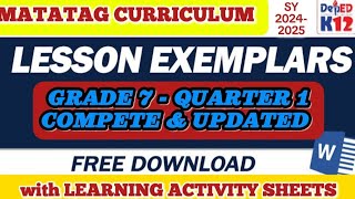 COMPLETE LESSON EXEMPLAR FOR GRADE 7  1ST QUARTER  SY 20242025  MATATAG CURRICULUM [upl. by Ecyob983]