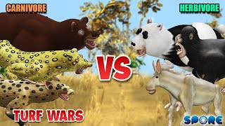 Carnivore vs Herbivore Animals Turf War  Carnivore Animal vs Herbivore Animals S1  SPORE [upl. by Leakcim345]