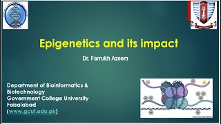 Lecture 1 Epigenetics [upl. by Asertal]