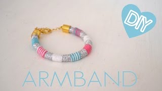 DIY Armband aus Wolle selber machen  Freundschaftsarmband [upl. by Laure24]