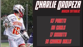 Charlie Oropeza 2022 AttackMiddie Spring Lacrosse Highlights 2019 [upl. by Ainesy892]