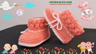 BOTINES DE BEBE A CROCHET PASO A PASO [upl. by Garris]