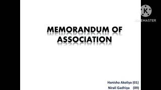 MEMORANDUM OF ASSOCIATION COMPANY LAW [upl. by Sidman]