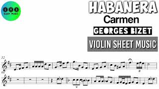 Karaoke  Habanera  Carmen  Violin Sheet Music [upl. by Ayhay]