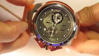 Armani Exchange AX1039 Quartz Watch Chronograph Review and Battery Replacement in VD53B Movement [upl. by Byrdie]