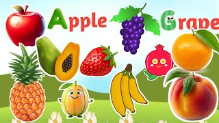 Apple  Banana  Grapes  Orange  Mango and more Fruits vocabulary [upl. by Varrian]