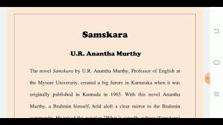 Samskara  U R Ananthmurthy Thematic Analysis by Dr Himanshu Kandpal [upl. by Nauh347]