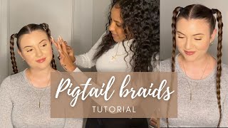 Braided Pigtails Hair Tutorial  Super Cute Hair Idea [upl. by Schach603]