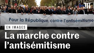 Plus de 100 000 manifestants contre l’antisémitisme à Paris [upl. by Attehcnoc6]