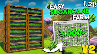 Minecraft BEST Sugarcane Farm 121 Tutorial V2  3000 Perh Java amp Bedrock [upl. by Imuya569]