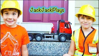 Construction Play Skits  Toy Dump Trucks  Diggers  JackJackPlays [upl. by Adnana342]