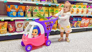 Alice and Baby doll doing shopping in the supermarket [upl. by Smart]