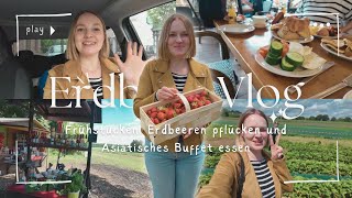 Erdbeer Vlog  Erdbeeren pflücken  Mädelstag [upl. by Arikahc]