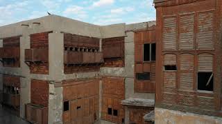 4K Aerial view of old houses with mashrabiyas in alBalad Jeddah Saudi Arabia [upl. by Irra]