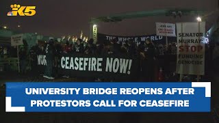 University Bridge reopens after protestors demonstrate call for ceasefire in Gaza [upl. by Bradski]