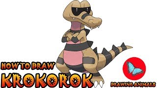 How To Draw Krokorok Pokemon  Drawing Animals [upl. by Romito]