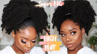 SUPER Big High Puff on 4cb Natural Hair Using 5 Braiding Hair   Protective Style  Chev B [upl. by Dnaltroc]