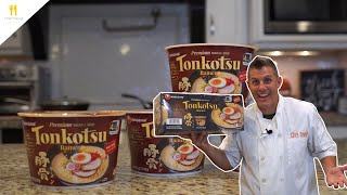 Costco Nongshim Tonkotsu Ramen Bowl Review  Chef Dawg [upl. by Linson]