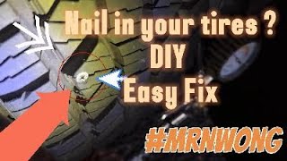 🚙 Nail in your 🛞 Tire 🚗 FLAT Tyre  easy fix Car Truck Van automobile air Victor repair Screw 2024 [upl. by Aisetal85]