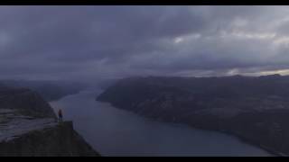 Gloomy Morning at Preikestolen Norway  Drone 4K [upl. by Atiuqrahs223]