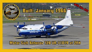 FANTASTIC SOUND Motor Sich Antonov 12B UR11819 Built Jan 1966 at ZürichKloten with live ATC [upl. by Adi]