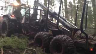 farma CT 14 4WD forwarding trailer with 85m crane climbing 25 degree slope [upl. by Solim]