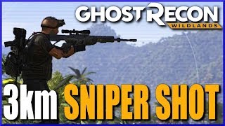 THE LONGEST SNIPER SHOT EVER  Ghost Recon Wildlands  3km Sniper Shot [upl. by Ydnec287]