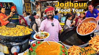 Jodhpur Food Must visit Places  Indian Street Food Mirchi Bada Shahi Samosa Gulab Jamun Ki Sabzi [upl. by Suiratnauq]