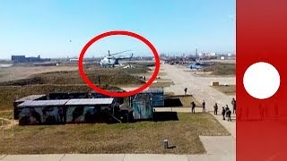 Video Ukrainian pilots escape with aircraft as troops take over air base [upl. by Llednahs501]