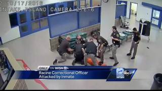 Surveillance video shows Racine County Corrections officer being attacked [upl. by Rakel]