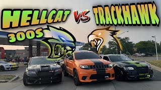 HELLCAT CHRYSLERS amp TRACKHAWKS CUT UP IN TRAFFIC [upl. by Devehcoy869]