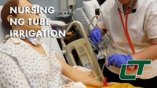 Nursing NG Tube Irrigation Demonstration [upl. by Atnahs]