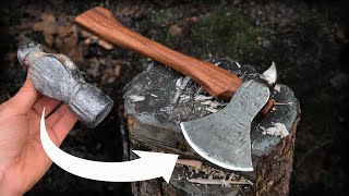 Hatchet Forged From Ball Peen Hammer  Blacksmithing [upl. by Ettenahs626]