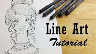 Inking and Lineart Tutorial Real Time How to Ink Traditional Drawings with Fineliners [upl. by Eetak]