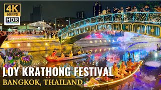 BANGKOK Loy Krathong Festival 2024 at Phadung Krung Kasem Canal  Thailand 4K HDR [upl. by Emse520]