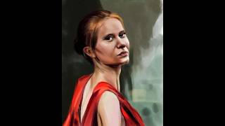 Portrait Painting Practice Lady in Red speedpaint art drawing [upl. by Adlog]