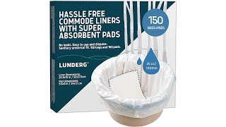 Lunderg Commode Liners with Absorbent Pads  Easy to Use and to Dispose off Make clean up a Breeze [upl. by Cadmarr785]