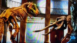 trex skeleton vs mammuth in museum old stop motion movie [upl. by Duck]