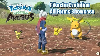 Pokemon Legends Arceus Pikachu Evolution All Forms Showcase [upl. by Annagroeg]