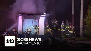 Boat catches fire near Sacramento boat ramp [upl. by Nataline97]