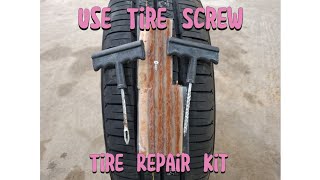 How to patch a tire with screw in 1 minute and how to use a tire puncture repair kit [upl. by Raul]