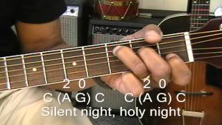 How To Play SILENT NIGHT On Guitar With 3 Chords Chord Melody Lesson Christmas EricBlackmonGuitar [upl. by Acirred]