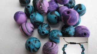 DIY TUTO FIMO APPRENDRE A FAIRE DES PERLES SHAMBALLA EN FIMO FACILE BEADS SHAMBALLA POLYMER FIMO [upl. by Colline]